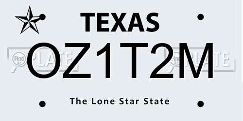 OZ1T2M Texas License Plate