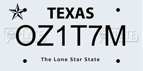OZ1T7M Texas License Plate