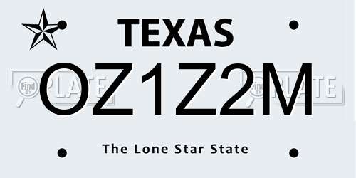 OZ1Z2M Texas License Plate