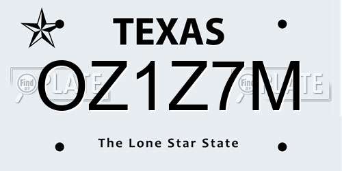OZ1Z7M Texas License Plate