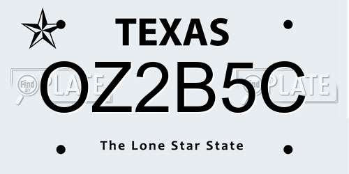OZ2B5C Texas License Plate