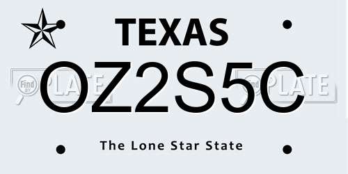 OZ2S5C Texas License Plate
