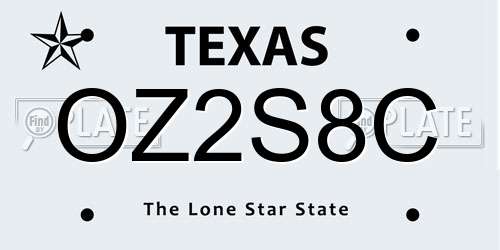 OZ2S8C Texas License Plate