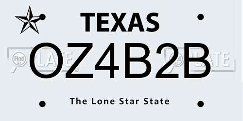 OZ4B2B Texas License Plate