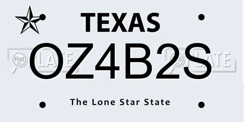 OZ4B2S Texas License Plate