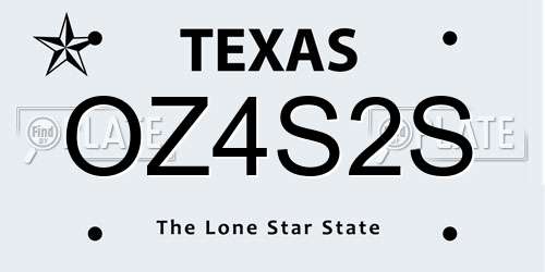 OZ4S2S Texas License Plate