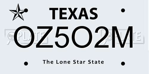 OZ5O2M Texas License Plate