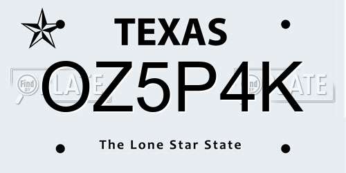 OZ5P4K Texas License Plate