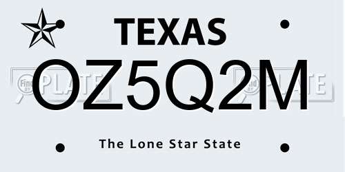 OZ5Q2M Texas License Plate