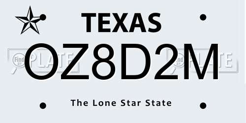 OZ8D2M Texas License Plate