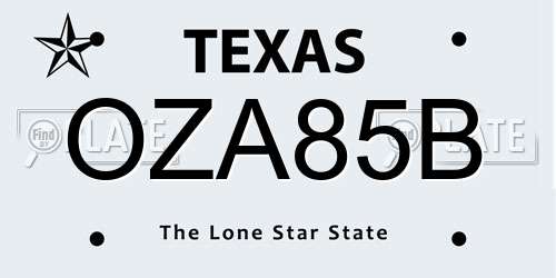 OZA85B Texas License Plate