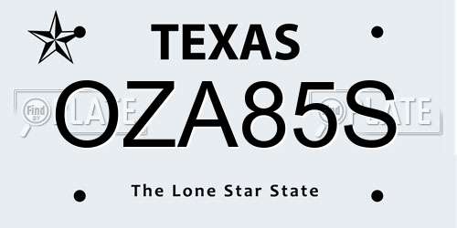 OZA85S Texas License Plate