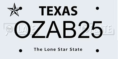 OZAB25 Texas License Plate