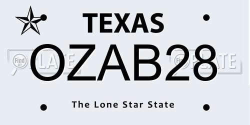 OZAB28 Texas License Plate