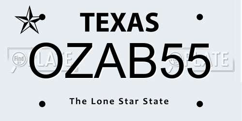 OZAB55 Texas License Plate