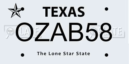OZAB58 Texas License Plate
