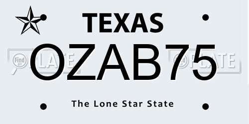 OZAB75 Texas License Plate