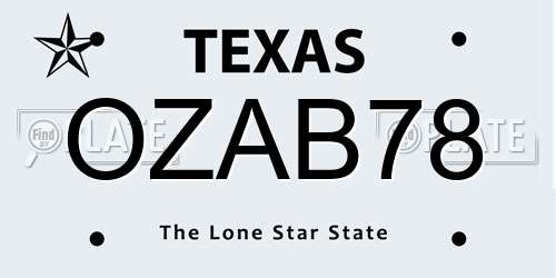 OZAB78 Texas License Plate