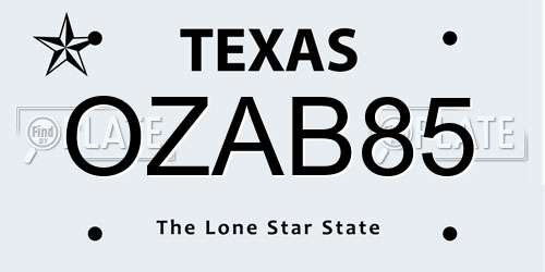 OZAB85 Texas License Plate