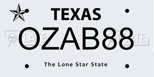 OZAB88 Texas License Plate