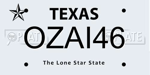 OZAI46 Texas License Plate
