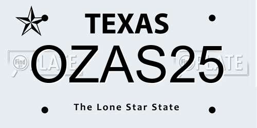OZAS25 Texas License Plate