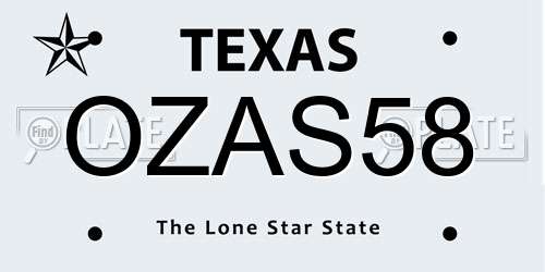 OZAS58 Texas License Plate