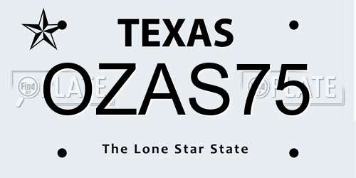 OZAS75 Texas License Plate
