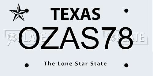 OZAS78 Texas License Plate