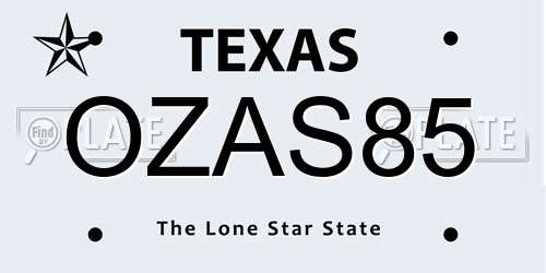 OZAS85 Texas License Plate