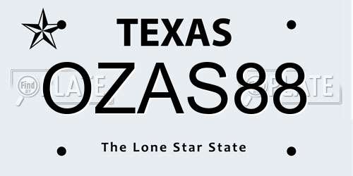OZAS88 Texas License Plate
