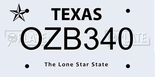OZB340 Texas License Plate