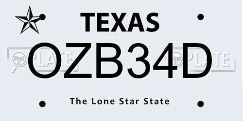 OZB34D Texas License Plate