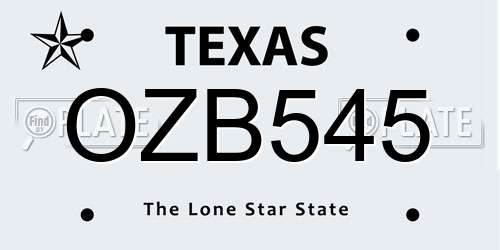 OZB545 Texas License Plate