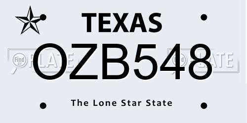 OZB548 Texas License Plate