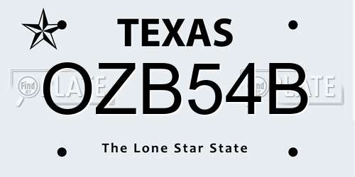 OZB54B Texas License Plate