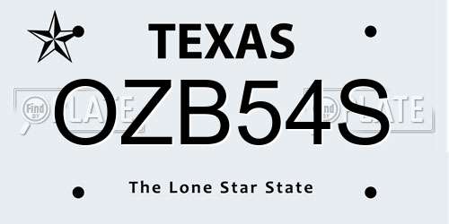 OZB54S Texas License Plate
