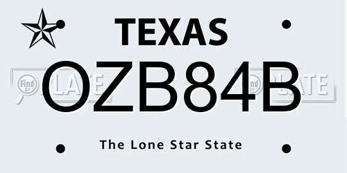 OZB84B Texas License Plate