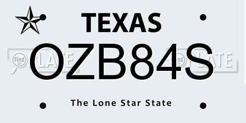 OZB84S Texas License Plate