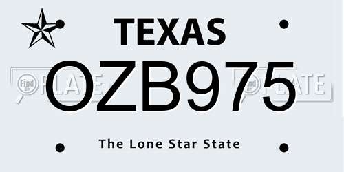 OZB975 Texas License Plate