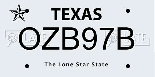 OZB97B Texas License Plate
