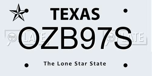 OZB97S Texas License Plate