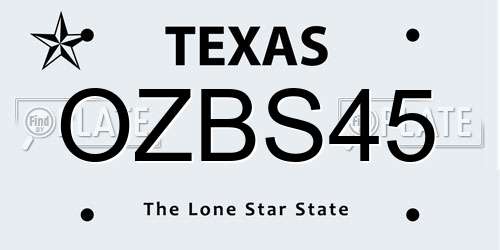 OZBS45 Texas License Plate