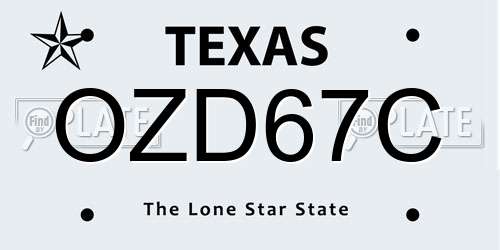 OZD67C Texas License Plate