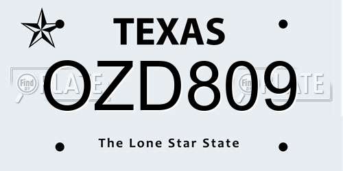 OZD809 Texas License Plate