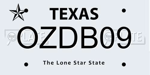 OZDB09 Texas License Plate