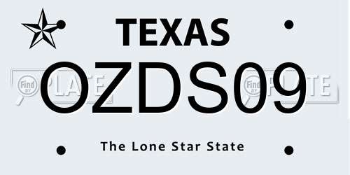 OZDS09 Texas License Plate