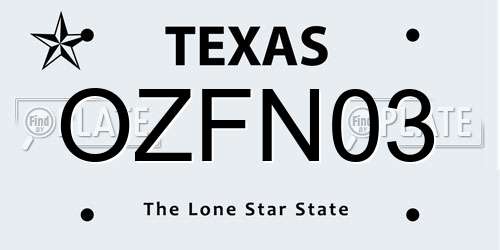 OZFN03 Texas License Plate