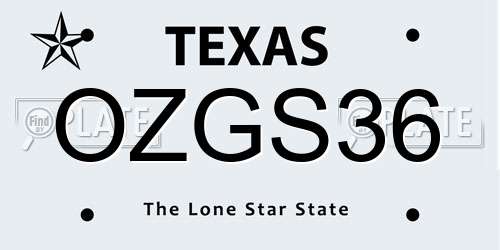 OZGS36 Texas License Plate
