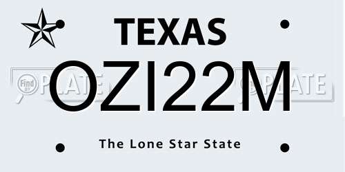 OZI22M Texas License Plate